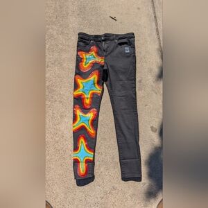 Hand Painted Black Jeans